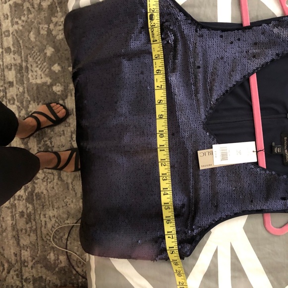 New with Tag Banana Republic 10 Petite Navy Blue Sleeveless Sequin Dress - Picture 7 of 8